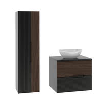 BADMÖBEL 60.6cm Sylla 2er-Set Schwarz und Holz - Schwarz, Holzwerkstoff (60.6/52.2/46.5cm) - Petits-meubles