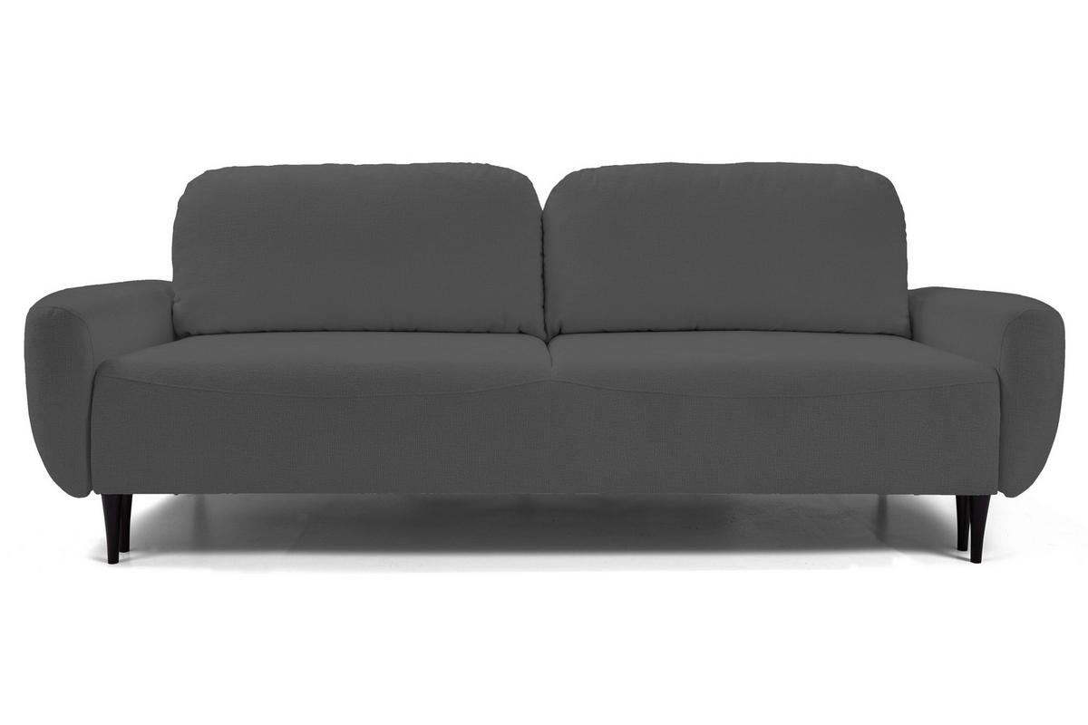 SOFA BOHO Mit Schlaffunktion Und Bettkasten, Wellenfederung, PUR-Schaum, Holzfüße, lose Rückenkissen, freistehend, 244x102x92 cm Graphite - Graphitfarben, Holz/Textil (244/92/102cm) - DomoHome