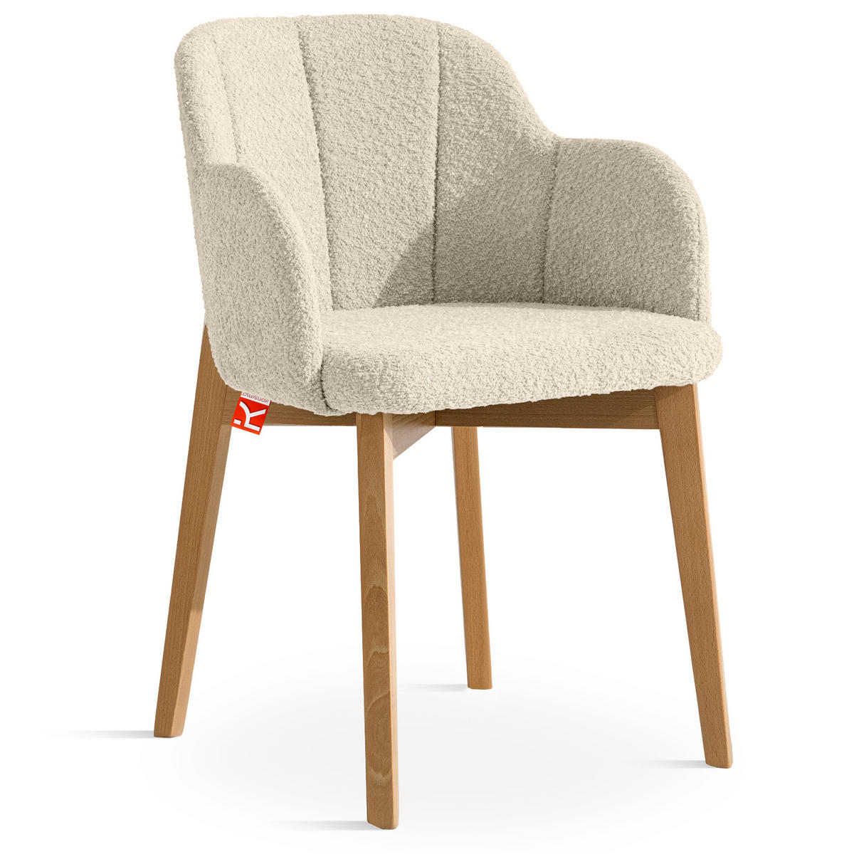 POLSTERSTUHL LONIS Esszimmerstühle 2er Set - Eichefarben/Beige, Holz/Textil (55/82/54cm) - KONSIMO®