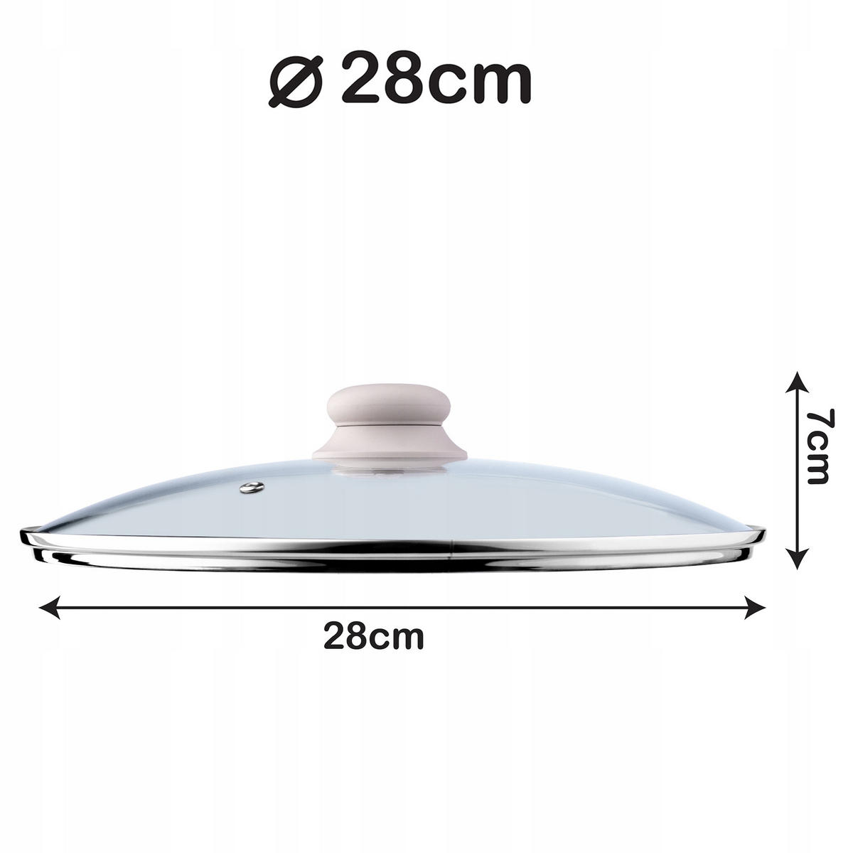 DECKEL mit Beige Silikongriff, 28 cm - Transparent, Glas (28cm) - KADAX