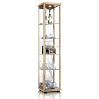 GLASVITRINE 33/37/176 cm mit Spiegel, LED & 4 höhenverstellbaren Glasböden - Transparent/Silberfarben, Glas/Holzwerkstoff (37/176/33cm) - K-Möbel