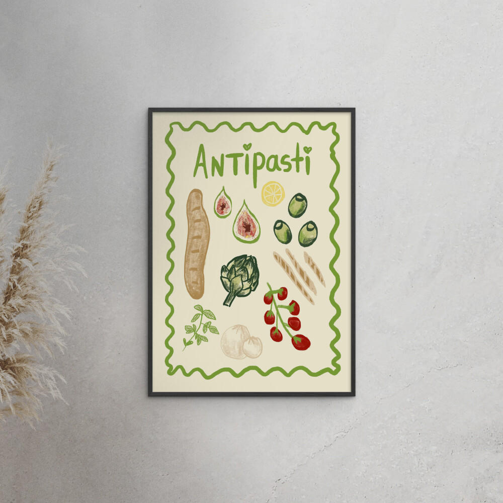 POSTER mit Rahmen Studio Dolci - Antipasti - Multicolor/Schwarz, Holz/Papier (50/70cm) - Poster&Frame