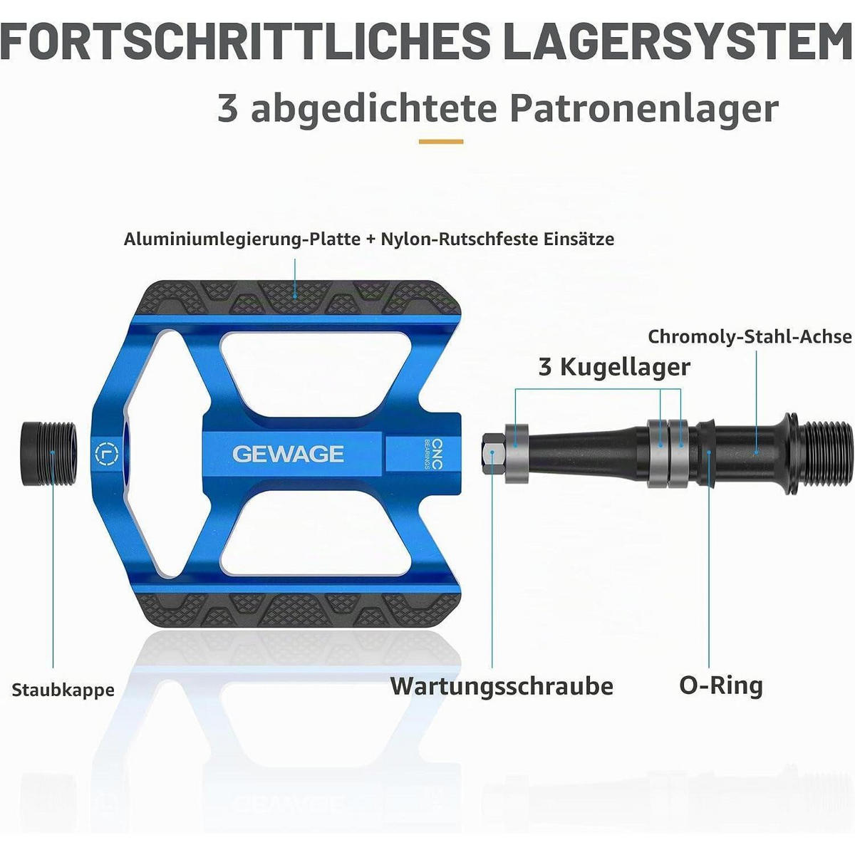 FAHRRADPEDALE Aluminium Blau mit Reflektor - Blau, Metall (7.5/1.5/11cm)