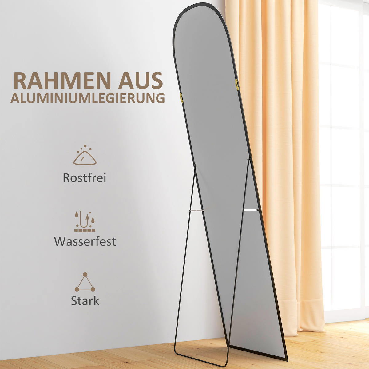 STANDSPIEGEL 2er-Set Schwarz 50.0/1.5/170.0 cm - Schwarz, Metall (1.5/170/50cm)
