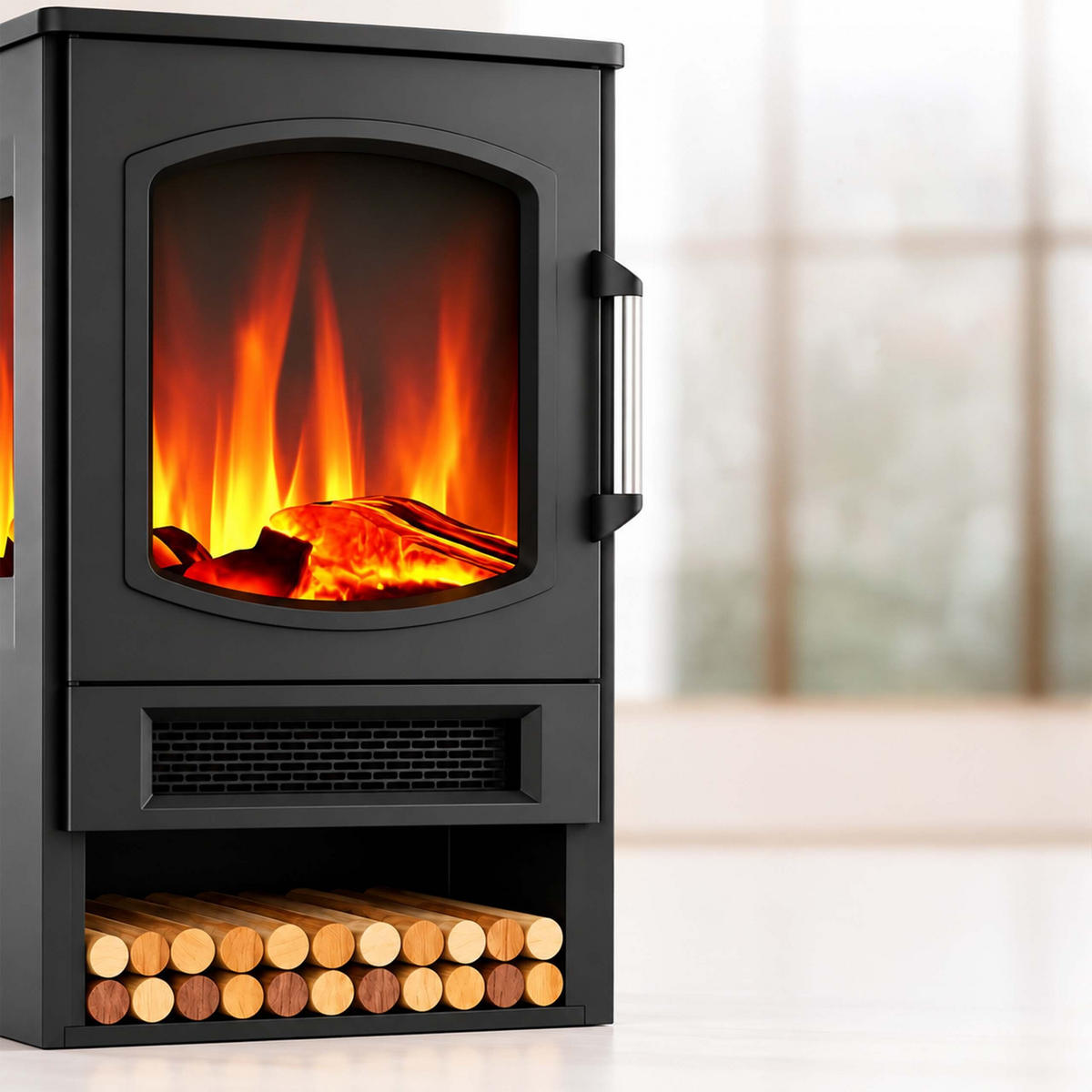 ȘEMINEU Negru electric cu încălzire 1800 W telecomandă - negru, sticlă/material plastic (44/75/35cm) - Relaxdays