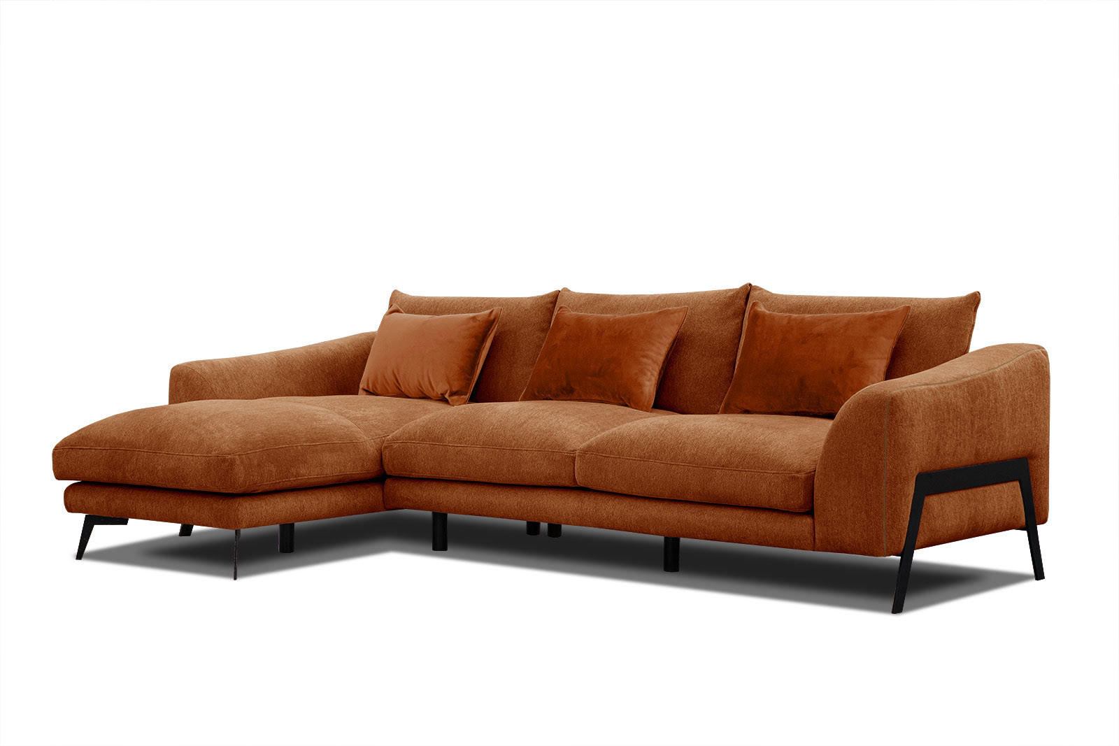 ECKSOFA WINTER 4-Sitzer, dunkelorange - Dunkelorange/Schwarz, Holzwerkstoff/Textil (158/269cm) - Courtois Laville