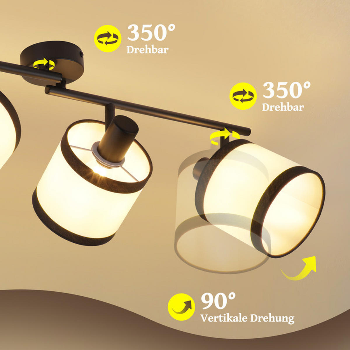 DECKENSTRAHLER Charme Ⅲ 4-flammig 70/12/18 cm - Schwarz, Metall (70/12/18cm) - Nettlife