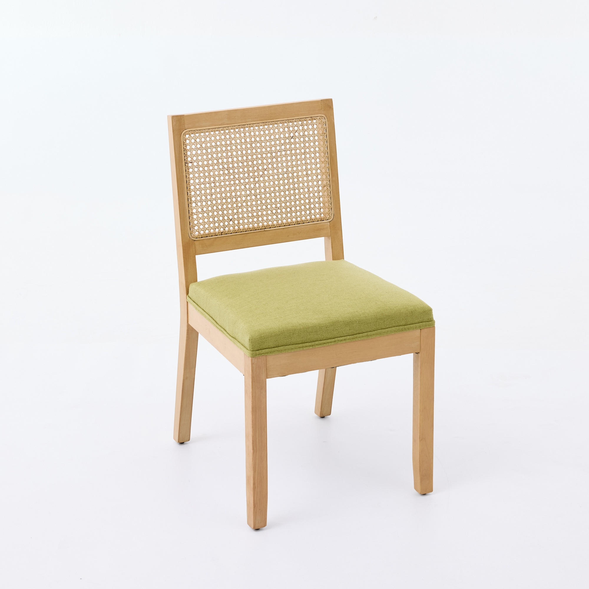 STUHL-SET DE-36363 2 Stück mit Rattan-Rückenlehne Olivgrün - Grün, Holz (48/86.5/56cm) - ComfortXL