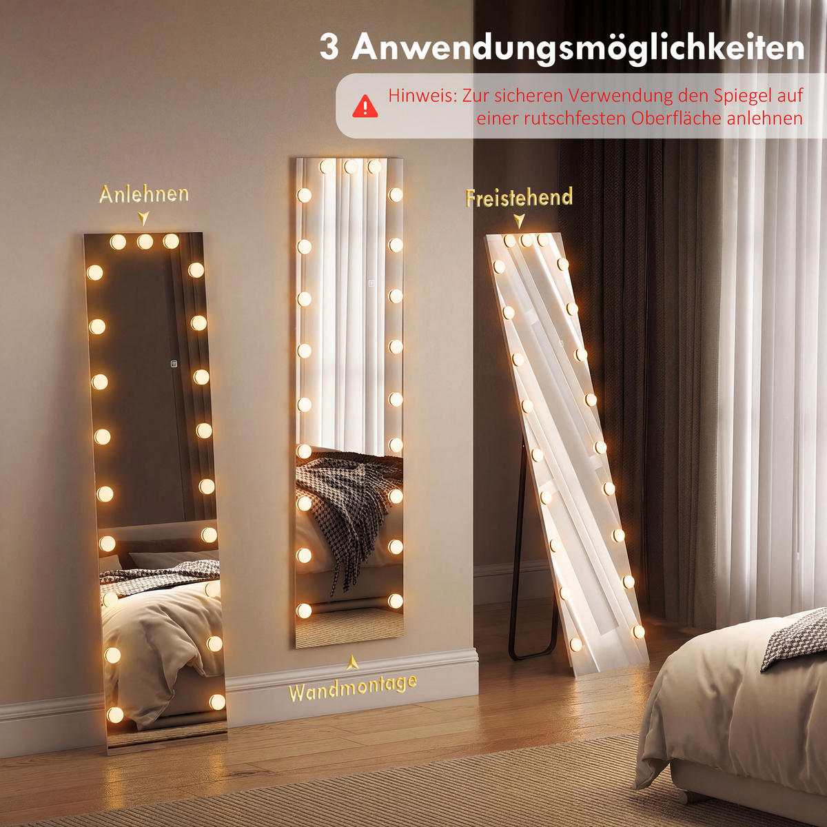 STANDSPIEGEL DE-09883 Schwarz - Transparent, Glas (40/150/5.7cm) - ComfortXL