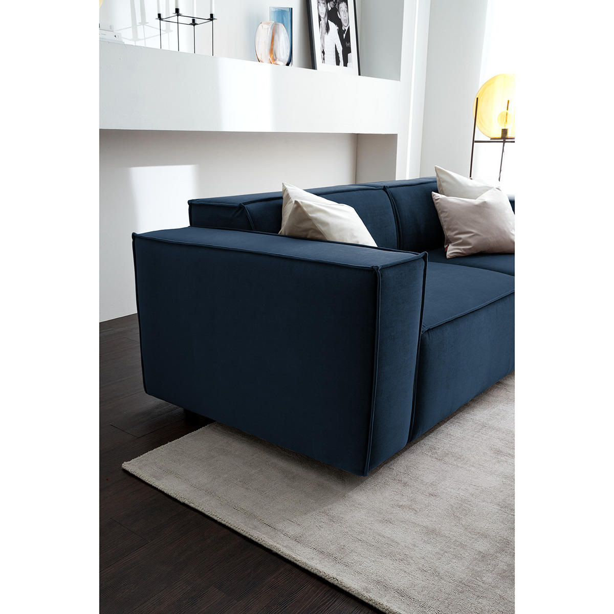 2,5-SITZER SOFA - Dunkelblau, Textil (223/70/96cm) - home24