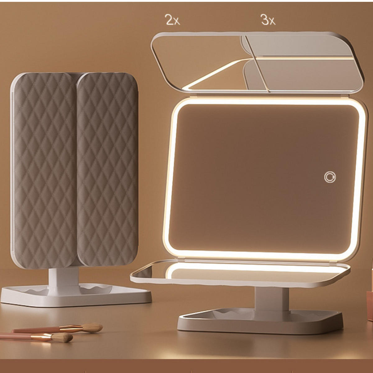 KOSMETIKSPIEGEL – weiß – USB-Ladefunktion - Weiß, Kunststoff (34/6.5/22cm)