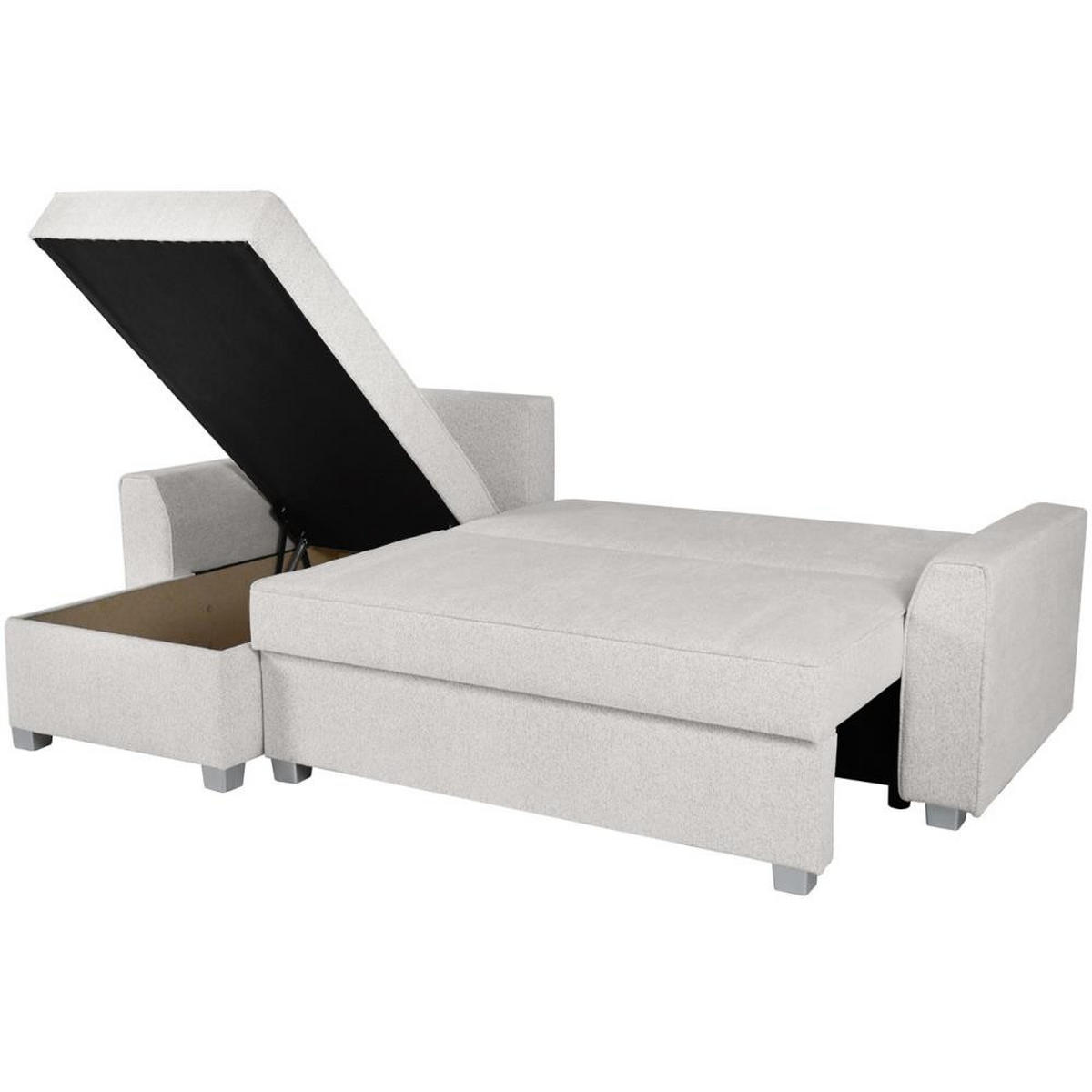 ECKSCHLAFSOFA Teramo beige - Beige/Schwarz, Kunststoff/Textil (235/150cm) - Beautysofa