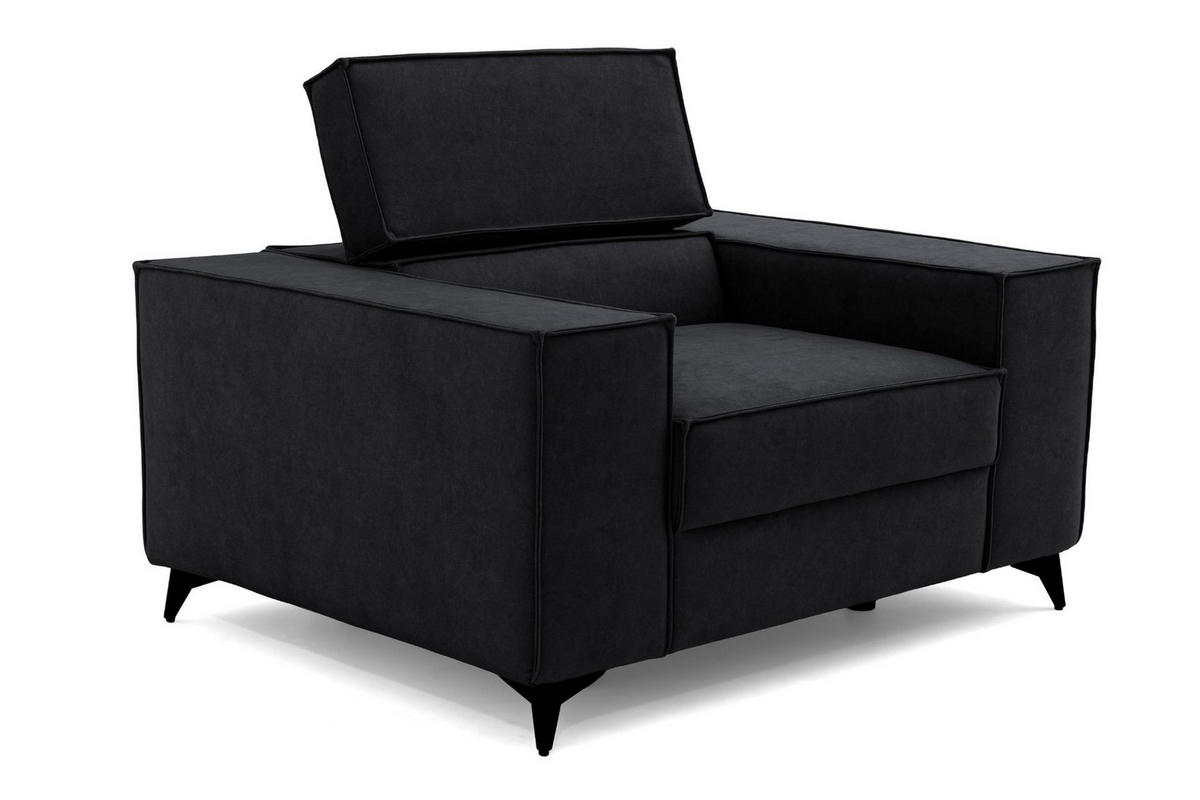 SESSEL PURE mit verstellbare Kopfstütze Velours Graphit - Graphitfarben/Schwarz, Holz/Textil (174/94/99cm) - Muffo
