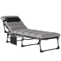 SONNENLIEGE Stahl Hellgrau - Hellgrau/Schwarz, Textil/Metall (57/38/200cm) - Outsunny