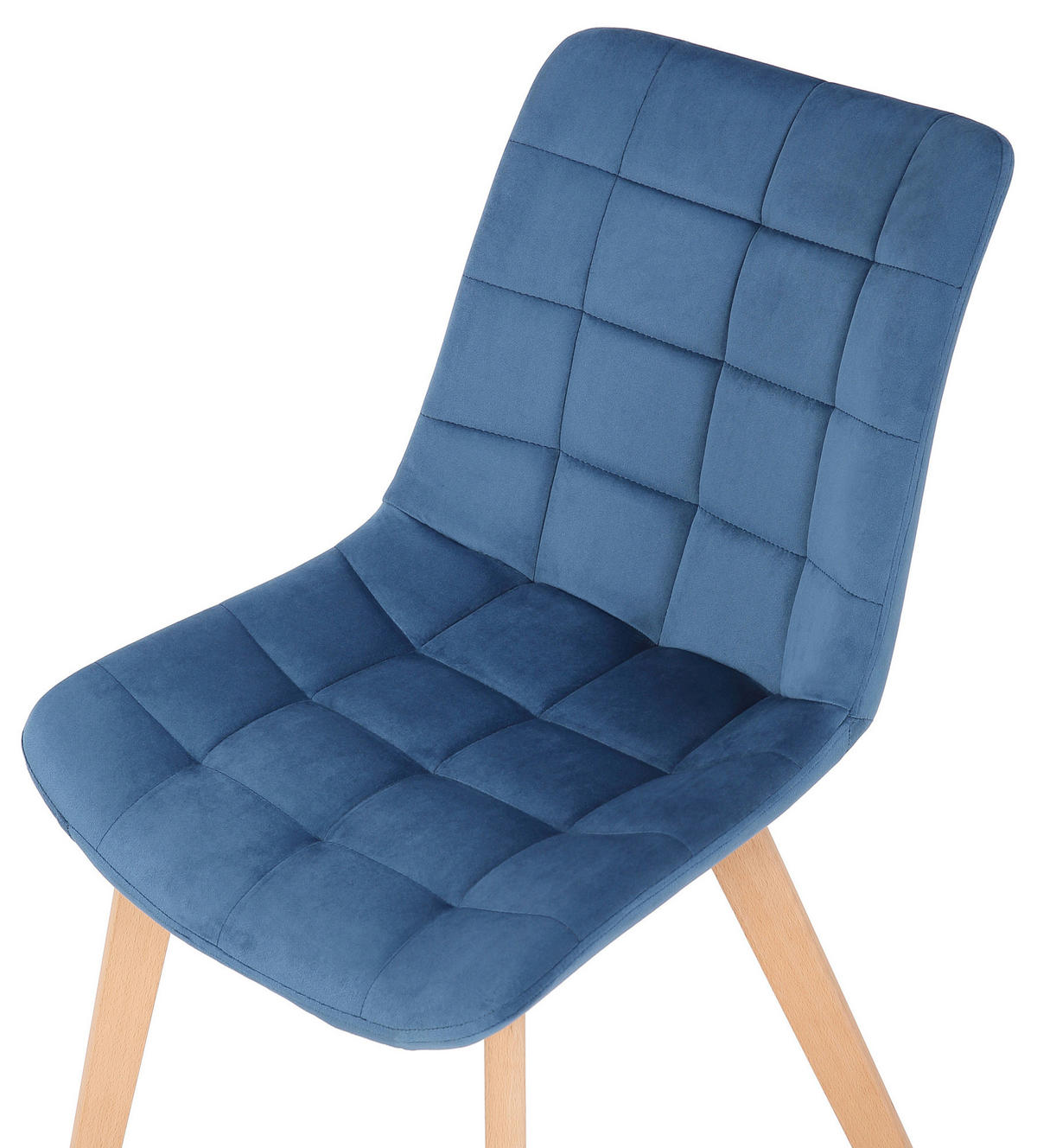 STUHL Samt Blau - Blau/Eukalyptusholzfarben, Holz/Textil (46/82/61cm) - CLP