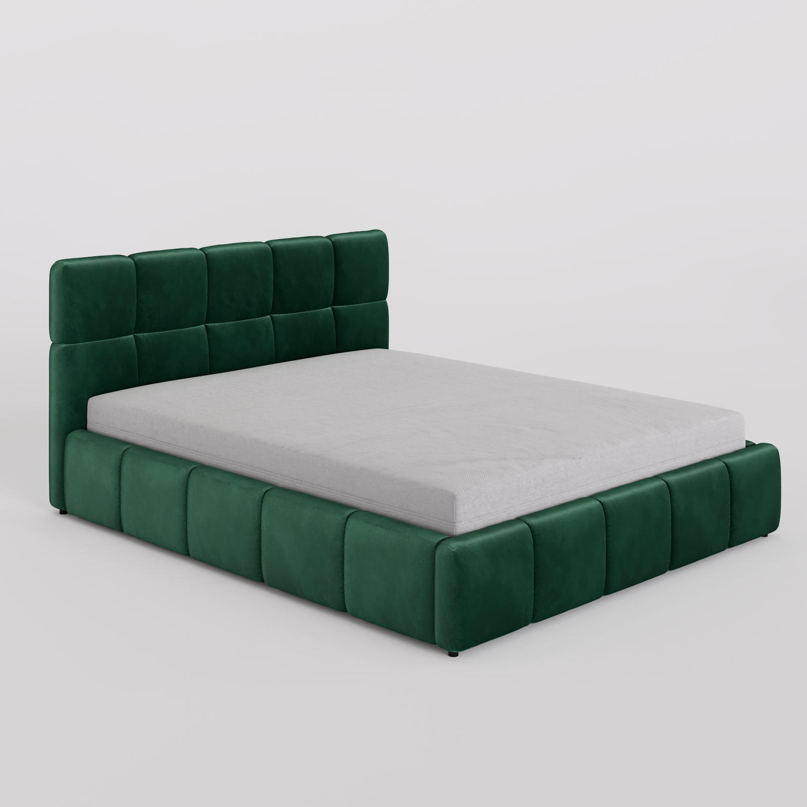 POLSTERBETT 180/200 cm, in Dunkelgrün, Velours-Stoff, gepolstertes Kopfteil, Lattenrost, Bettkasten - Dunkelgrün, Textil - Barchello
