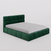 POLSTERBETT 180/200 cm, in Dunkelgrün, Velours-Stoff, gepolstertes Kopfteil, Lattenrost, Bettkasten - Dunkelgrün, Textil - Barchello
