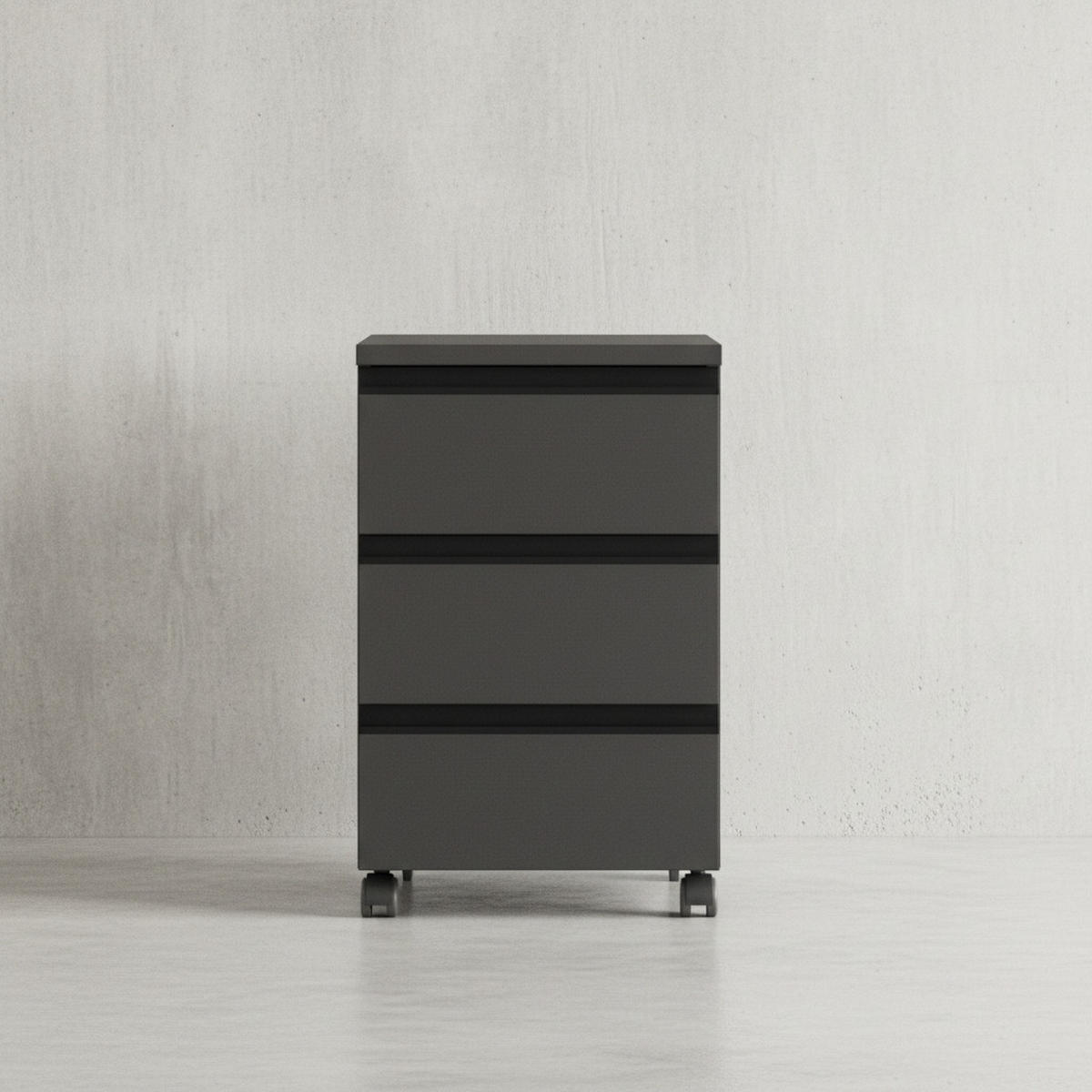 ROLLCONTAINER "Stuttgart" Soft-Close 3 Schubladen | Graphit - Schwarz, Holzwerkstoff (40/63/50cm) - KADIMA DESIGN