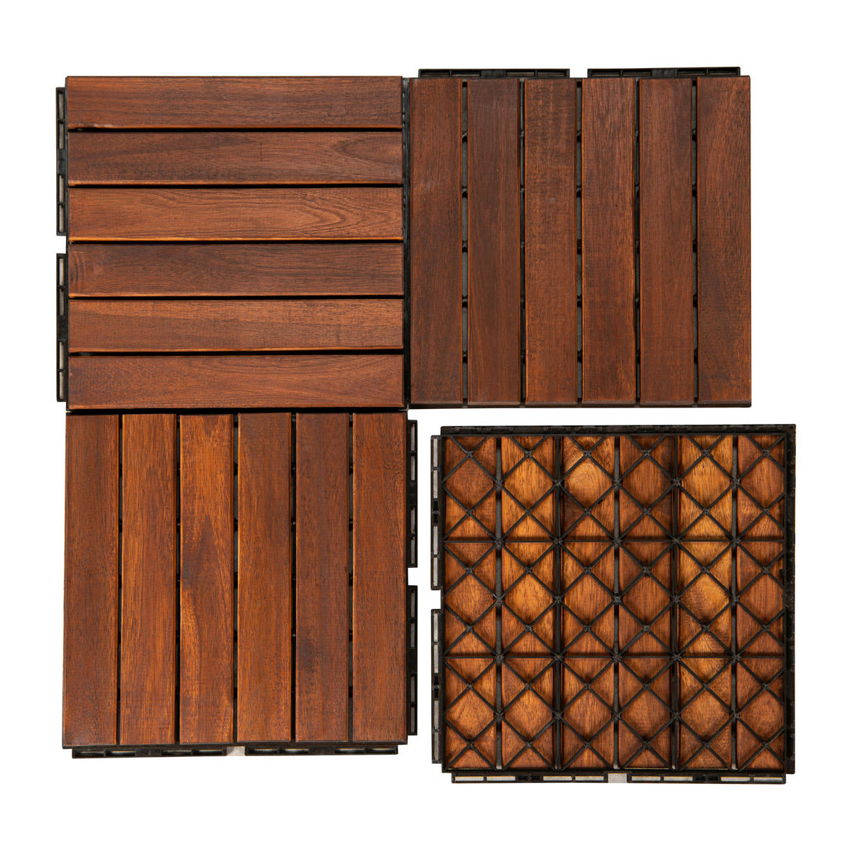 KLICKFLIESEN-SET 10 TLG. Alliste - Braun, Holz (30/30/1.9cm) - casa.pro