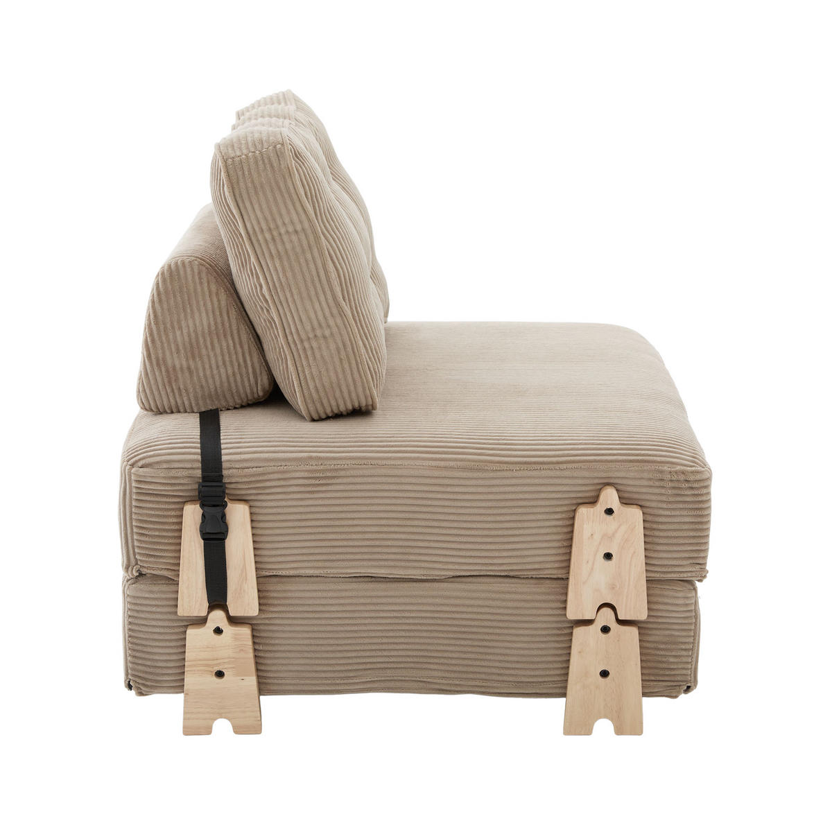 SCHLAFSESSEL ausklappbar mit Holzgestell, DE-42596, Khaki - Sandfarben, Holzwerkstoff (90/84/86cm) - ComfortXL