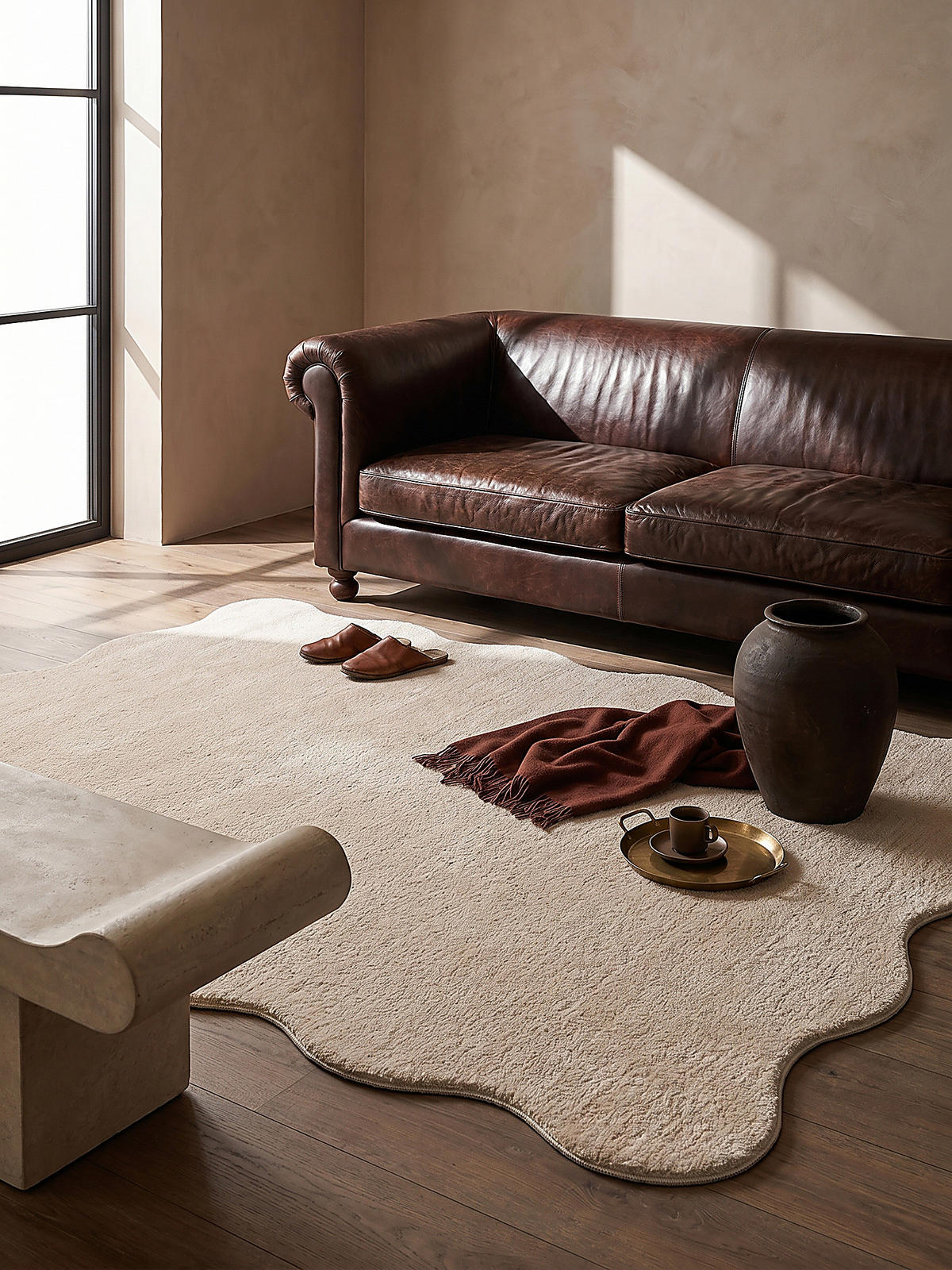 HOCHFLORTEPPICH Antirutsch Uni TIRSO Polyester Beige 120 x 160 cm - Beige, Textil (120/160cm) - KADIMA DESIGN