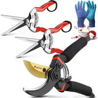GARTENSCHEREN-SET 3-teilig Edelstahl mit Handschuhen - Multicolor, Metall (8.5/2/21.4cm)