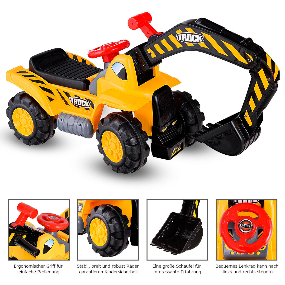 AUFSITZBAGGER Multicolor - Multicolor, Kunststoff (45/30/89cm) - COSTWAY