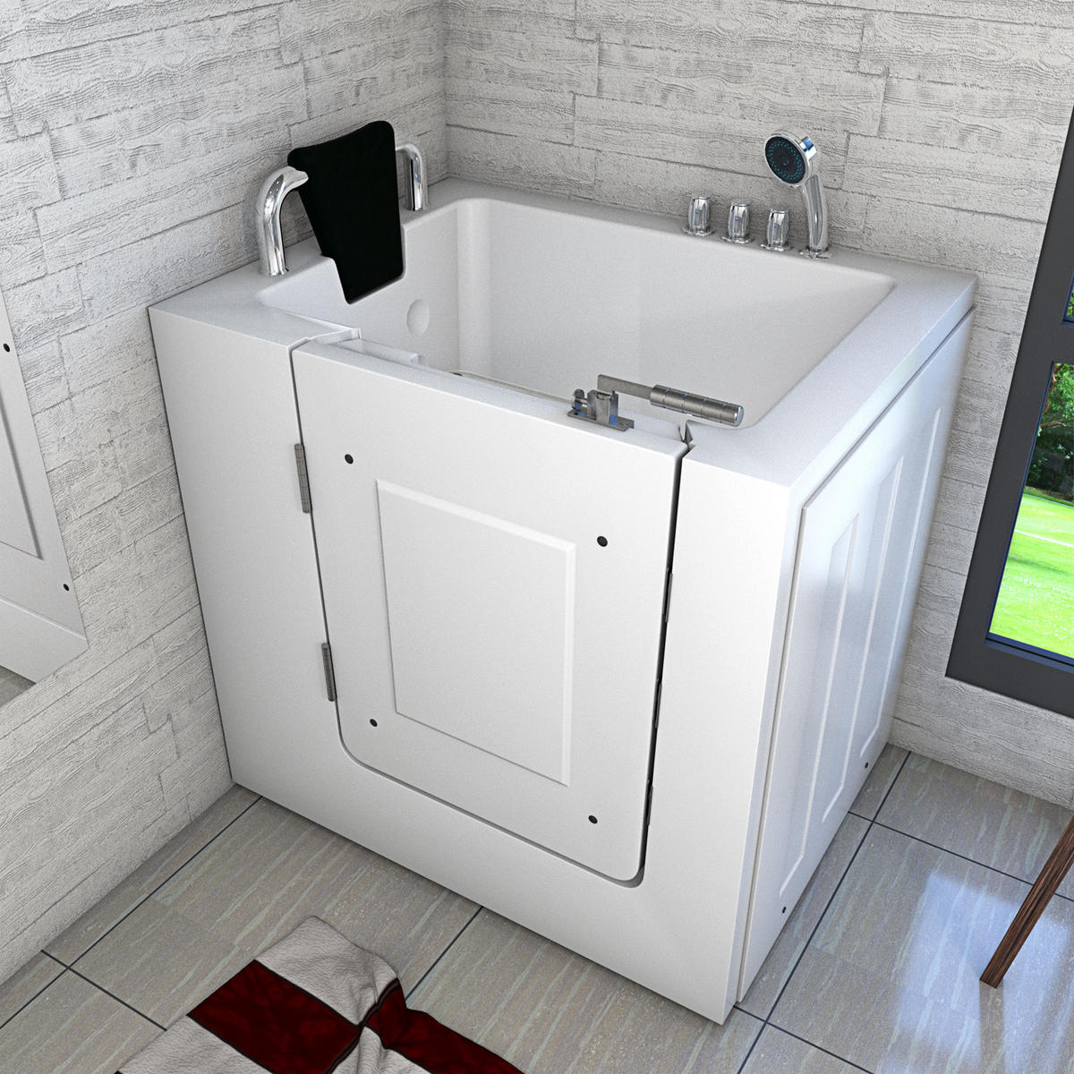 SENIORENWANNE S02-TH-A-L Weiß - Weiß, Glas/Kunststoff (100/113/78cm) - AcquaVapore by Sandra Jentho