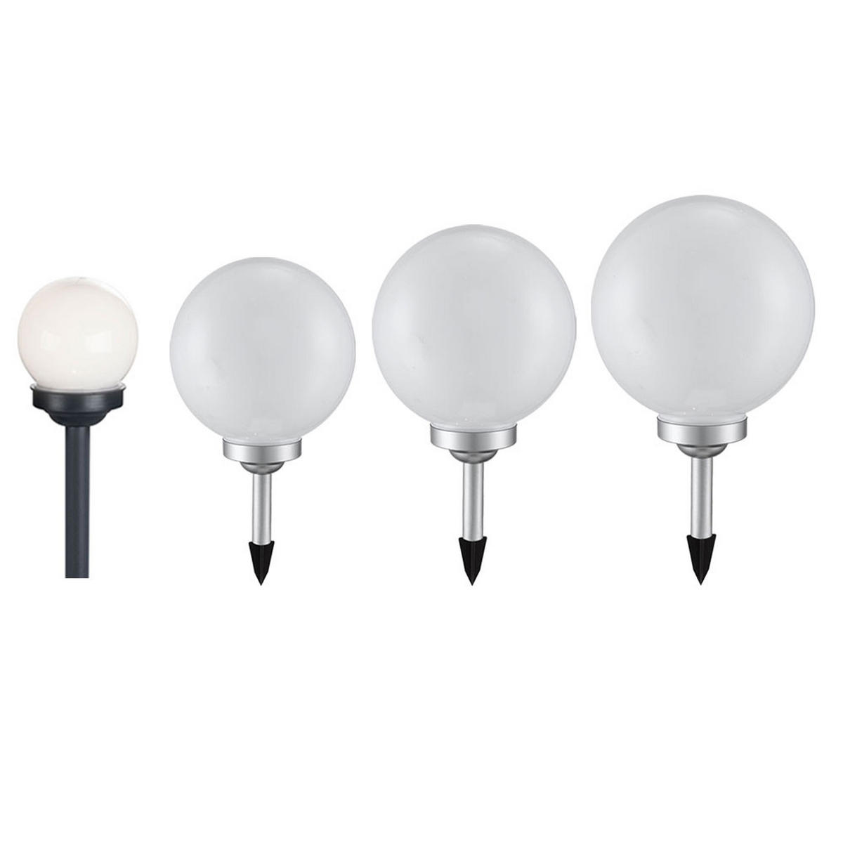 LED AUSSENLEUCHTE Solarkugeln Weiß 4er Set - Weiß, Kunststoff (25/25/65cm)