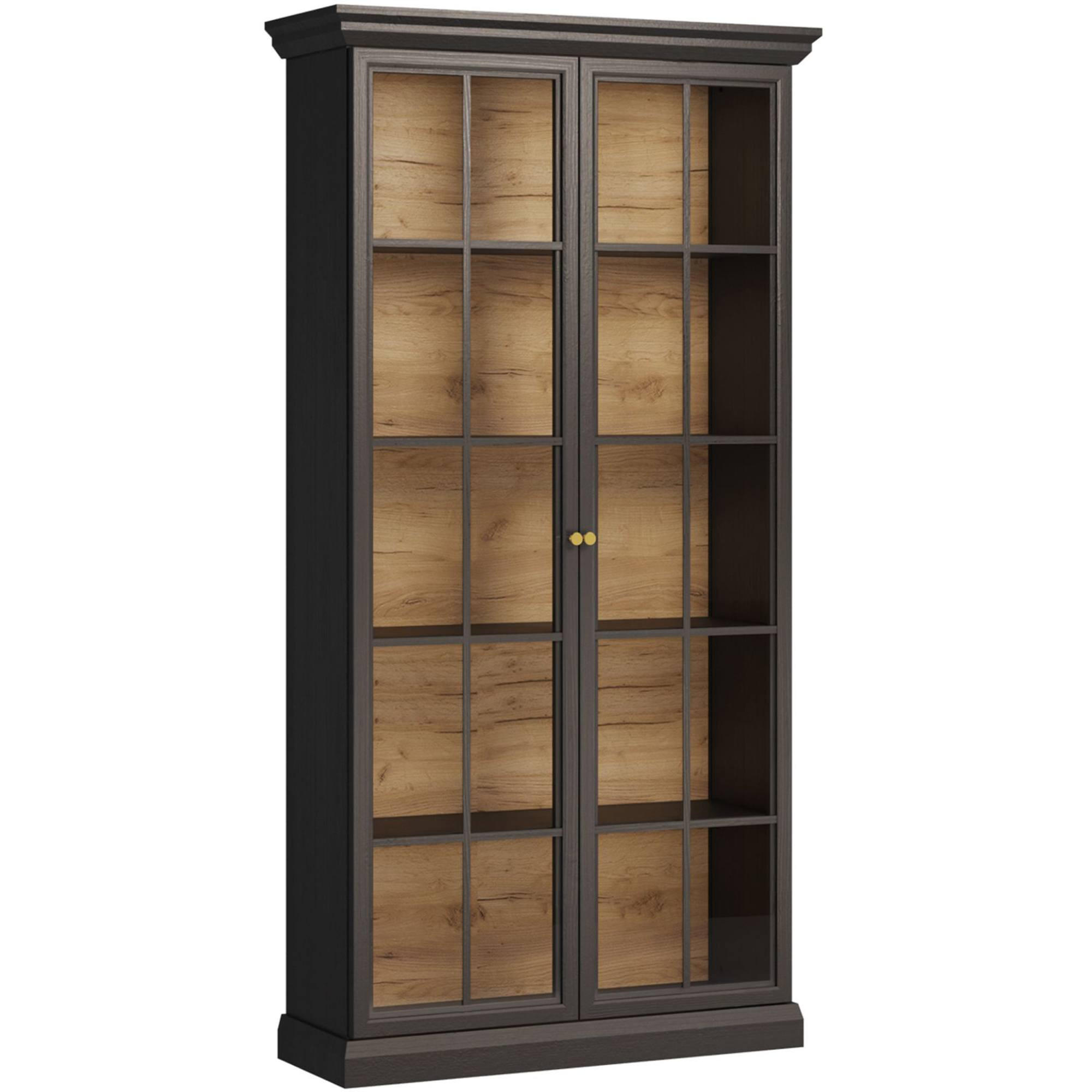 Konsimo® Vitrine Schwarz 103x200x37 cm