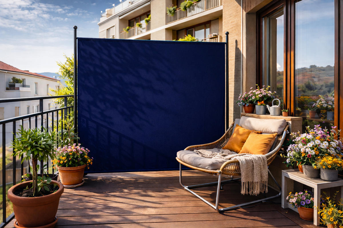 PARAVENT 1-tlg. 180x178 cm Blau - Blau, Metall (178/180cm) - QUICK STAR