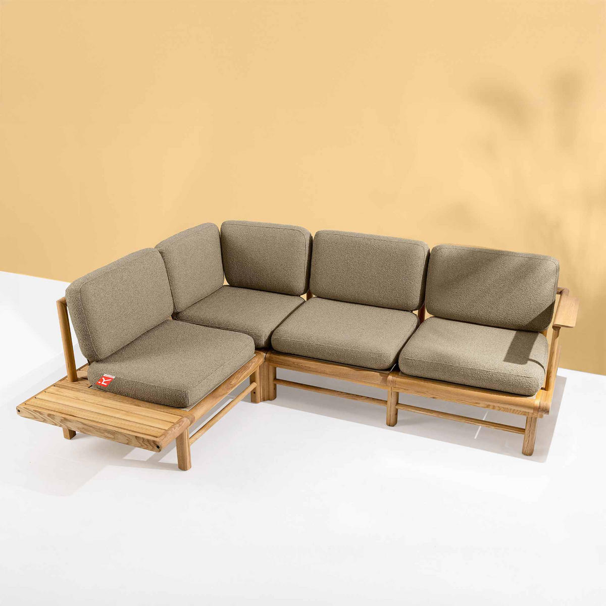 LOUNGESOFA ATREDA links - Beige, Holz/Textil (230/74/175cm) - KONSIMO®