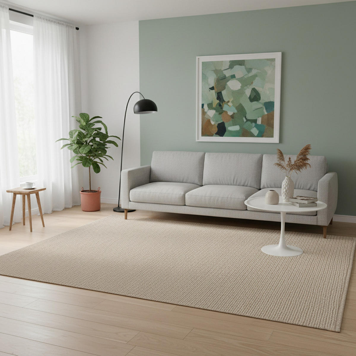 NATUR TEPPICH WOLLE SKARA - Beige, Naturmaterialien (60/90cm) - Pergamon