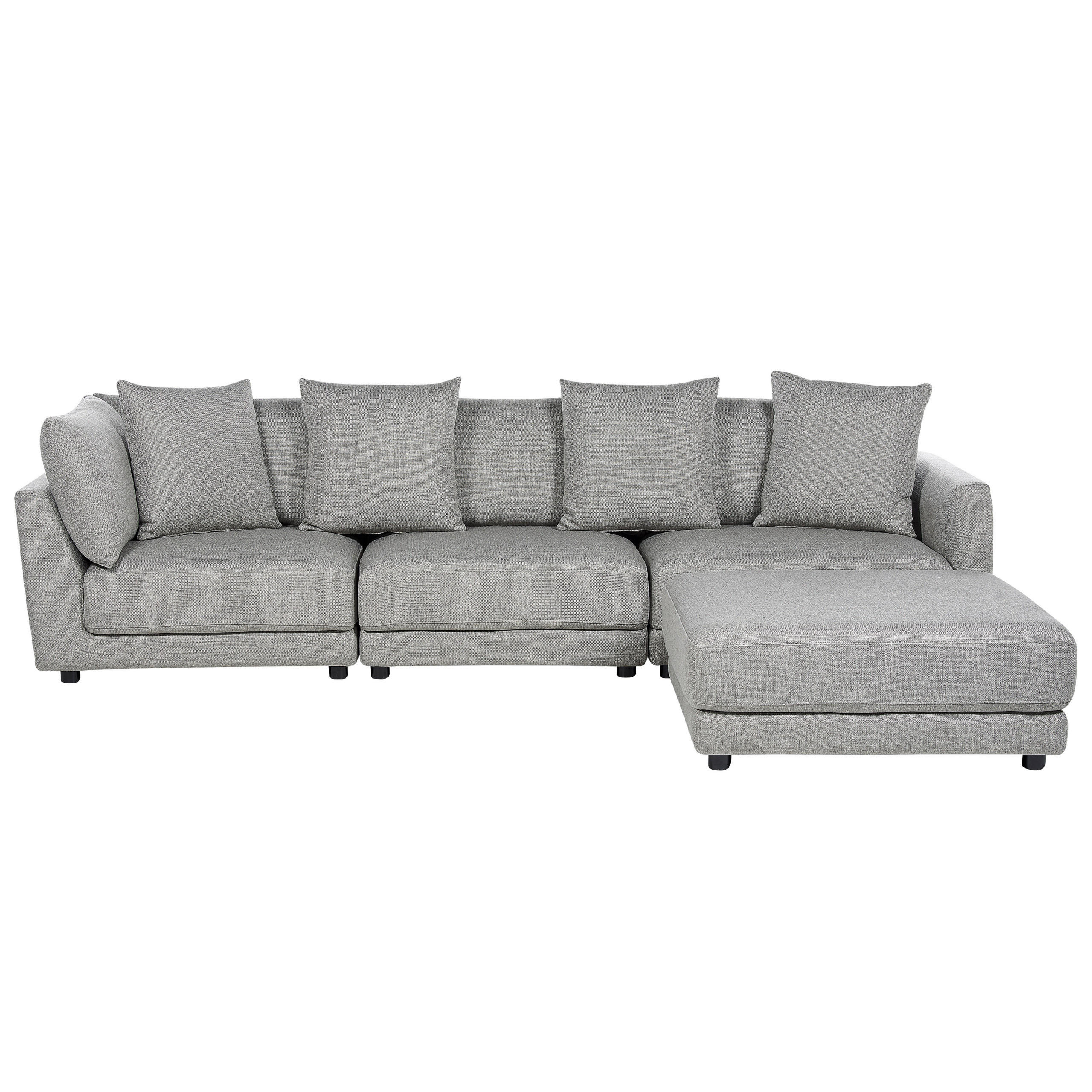 3-SITZER-SOFA hellgrau mit Ottomane Sigtuna - Schwarz/Grau, Textil (300/86/102cm) - Beliani