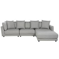 3-SITZER-SOFA hellgrau mit Ottomane Sigtuna - Schwarz/Grau, Textil (300/86/102cm) - Beliani