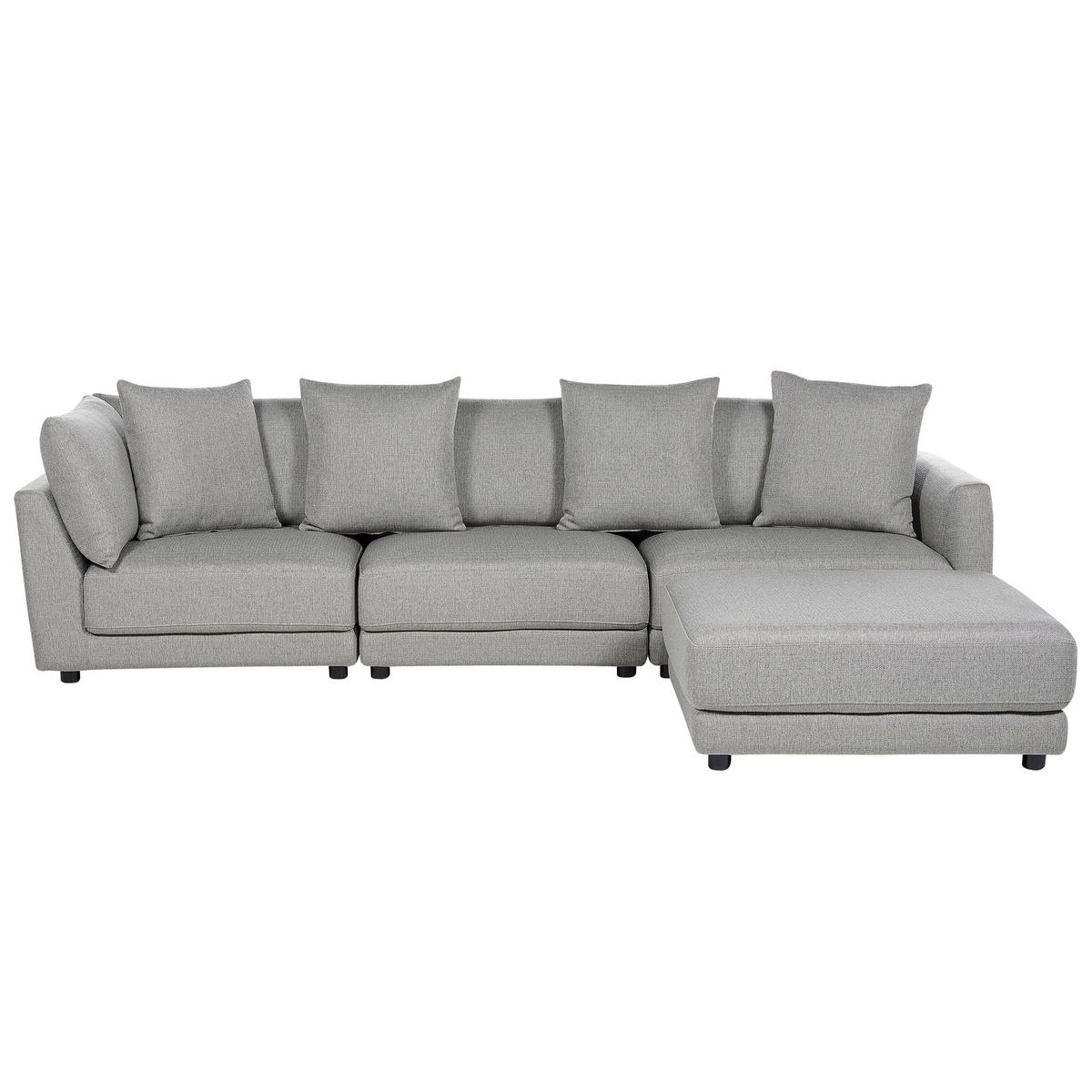 3-SITZER-SOFA hellgrau mit Ottomane Sigtuna - Schwarz/Grau, Textil (300/86/102cm) - Beliani