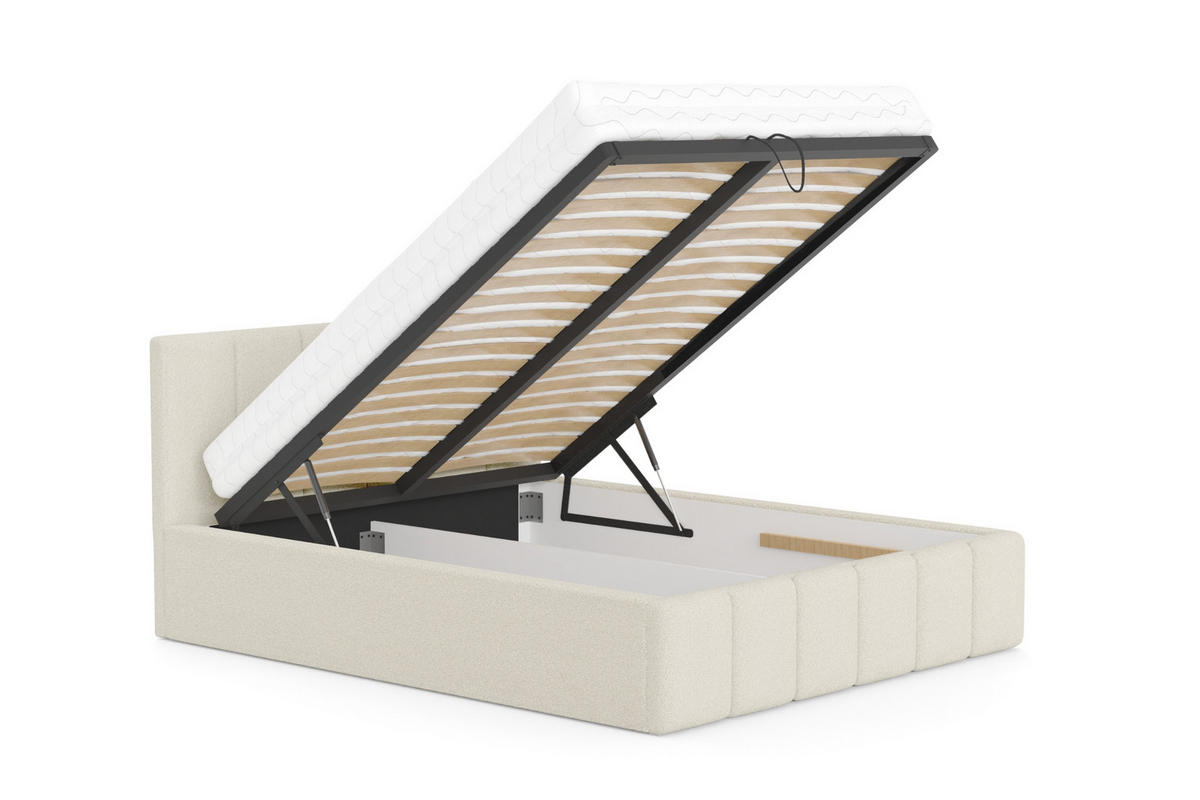 POLSTERBETT MEGAN 140/200 in Boucle Weiß - Weiß, Holz/Holzwerkstoff (140/200cm) - Deine Möbel 24