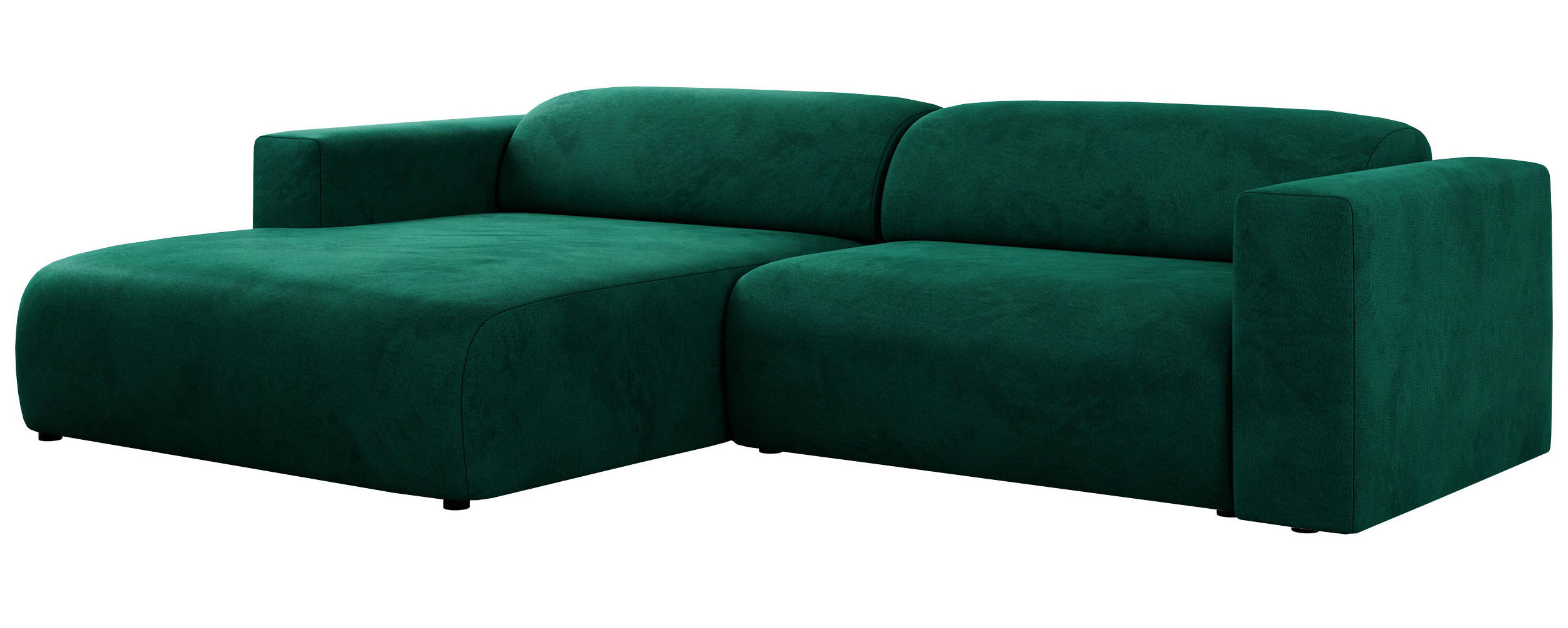 ECKSOFA PASADENA Dunkelgrün Velvet - Links Seite - Dunkelgrün/Schwarz, Kunststoff/Textil (288/180cm) - MKS