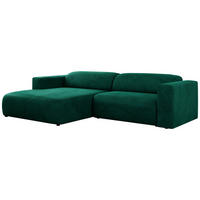 ECKSOFA PASADENA Dunkelgrün Velvet - Links Seite - Dunkelgrün/Schwarz, Kunststoff/Textil (288/180cm) - MKS