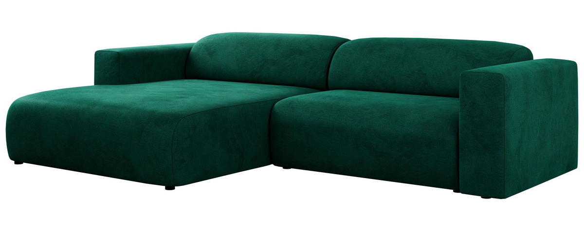 ECKSOFA PASADENA Dunkelgrün Velvet - Links Seite - Dunkelgrün/Schwarz, Kunststoff/Textil (288/180cm) - MKS