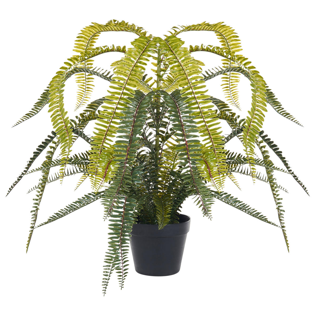 KUNSTPFLANZE im Blumentopf 105 cm Grün/Schwarz Fern Leaf Plant - Schwarz/Grün, Kunststoff (105cm) - Beliani