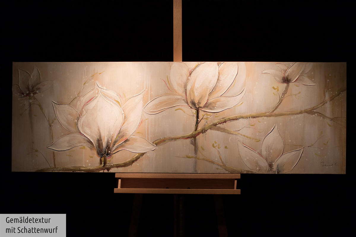 ÖLGEMÄLDE 150/50 cm - Beige/Weiß, Holz/Textil (150/50cm) - KUNSTLOFT