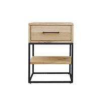 EICHEN-NACHTTISCH im industriellen Stil mit Schublade und Regal für das Schlafzimmer MERIS I - Eichefarben, Holz (40/55/35cm) - Rawood Furniture