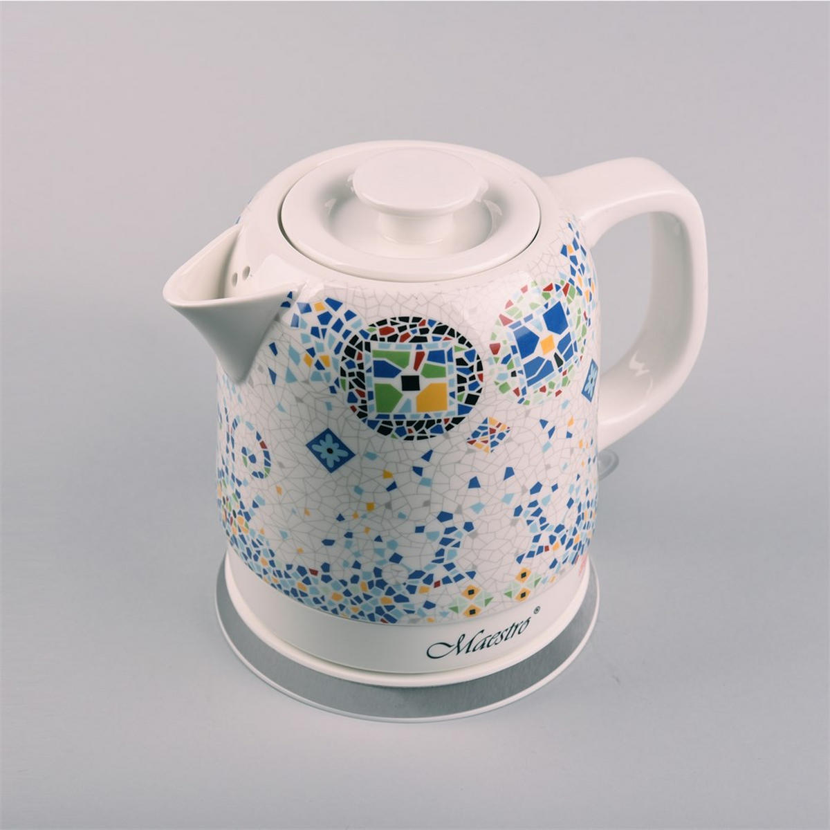 WASSERKOCHER ELEKTRISCH Weiß 15/15/21 cm MR068MOSAIC - Weiß, Keramik (15/21/15cm) - Maestro 