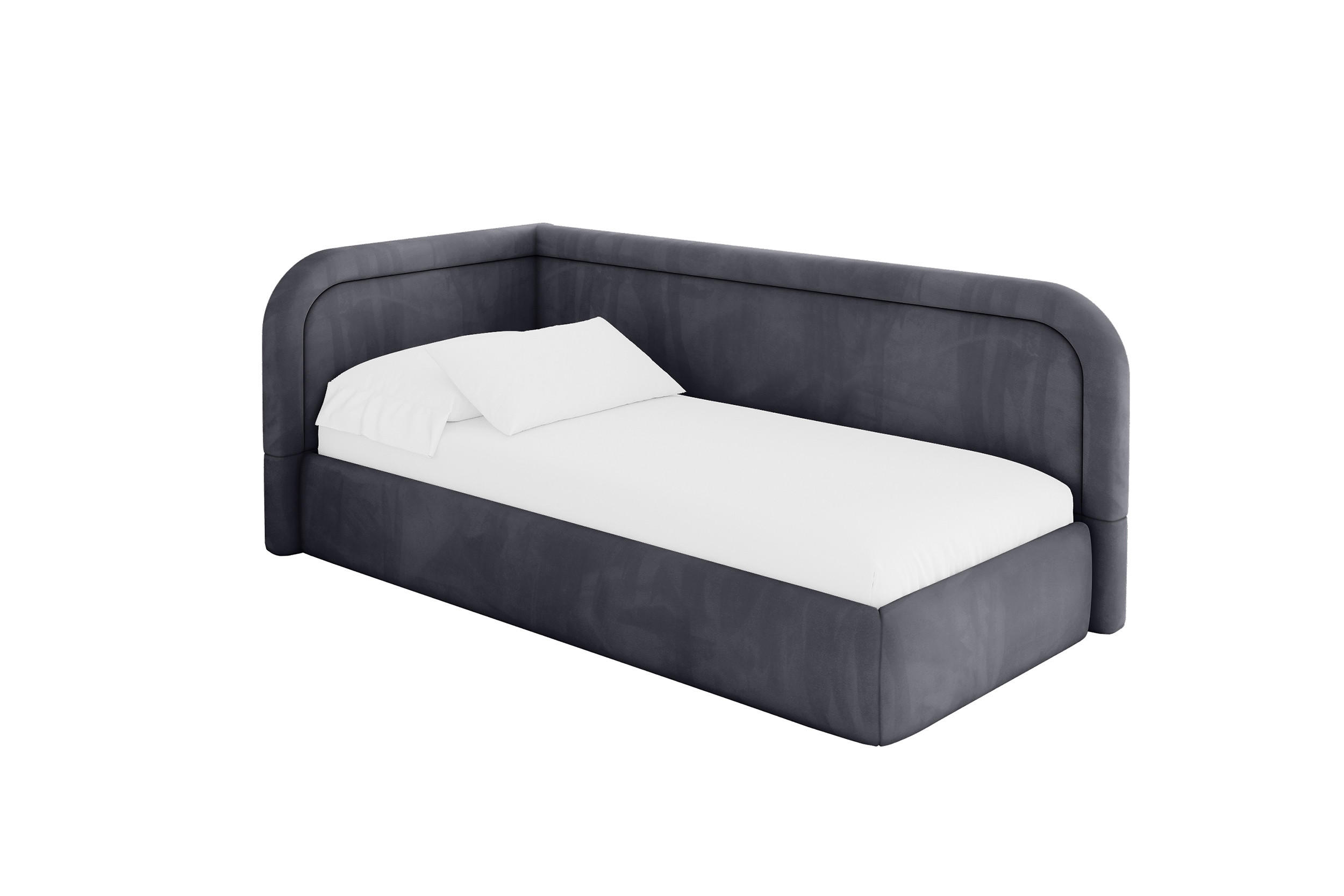 ALTDECOR JEDNOLŮŽKOVÁ POSTEL pro mládež s úložným prostorem a matrací H3/H4, vpravo - JOVY 100x200 tmavě šedá