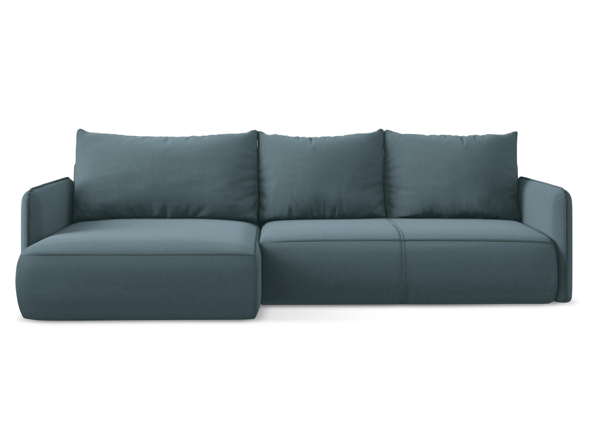 ECKSOFA mit Schlaffunktion Samt Stoff Blau - Blau/Petrol, Kunststoff/Textil (148/240cm) - Makamii