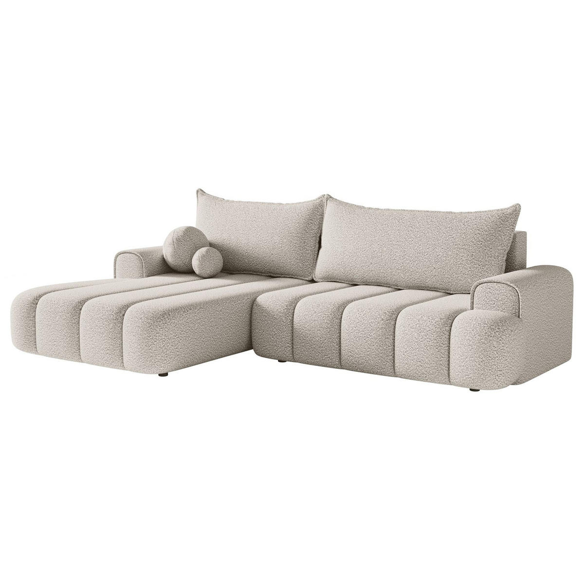 ECKSOFA Dandelino Creme mit Bouclé-Bezug, links - Creme/Schwarz, Kunststoff/Textil (271/172cm) - Selsey