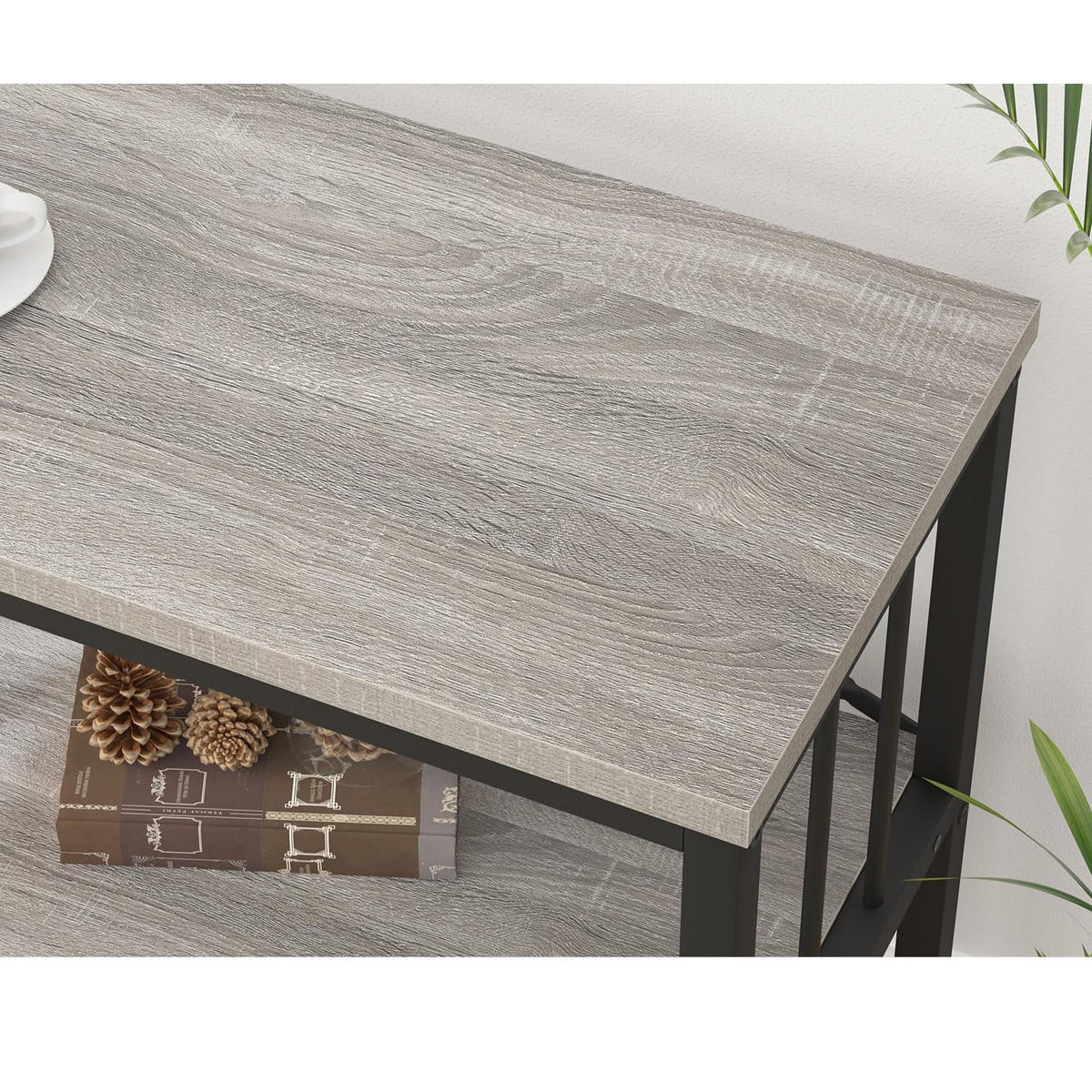 KONSOLENTISCH Metall Holz Industrial Design 140 x 34 x 74 cm - Hellgrau, Holzwerkstoff/Metall (34/140/74cm) - Quality Elegance