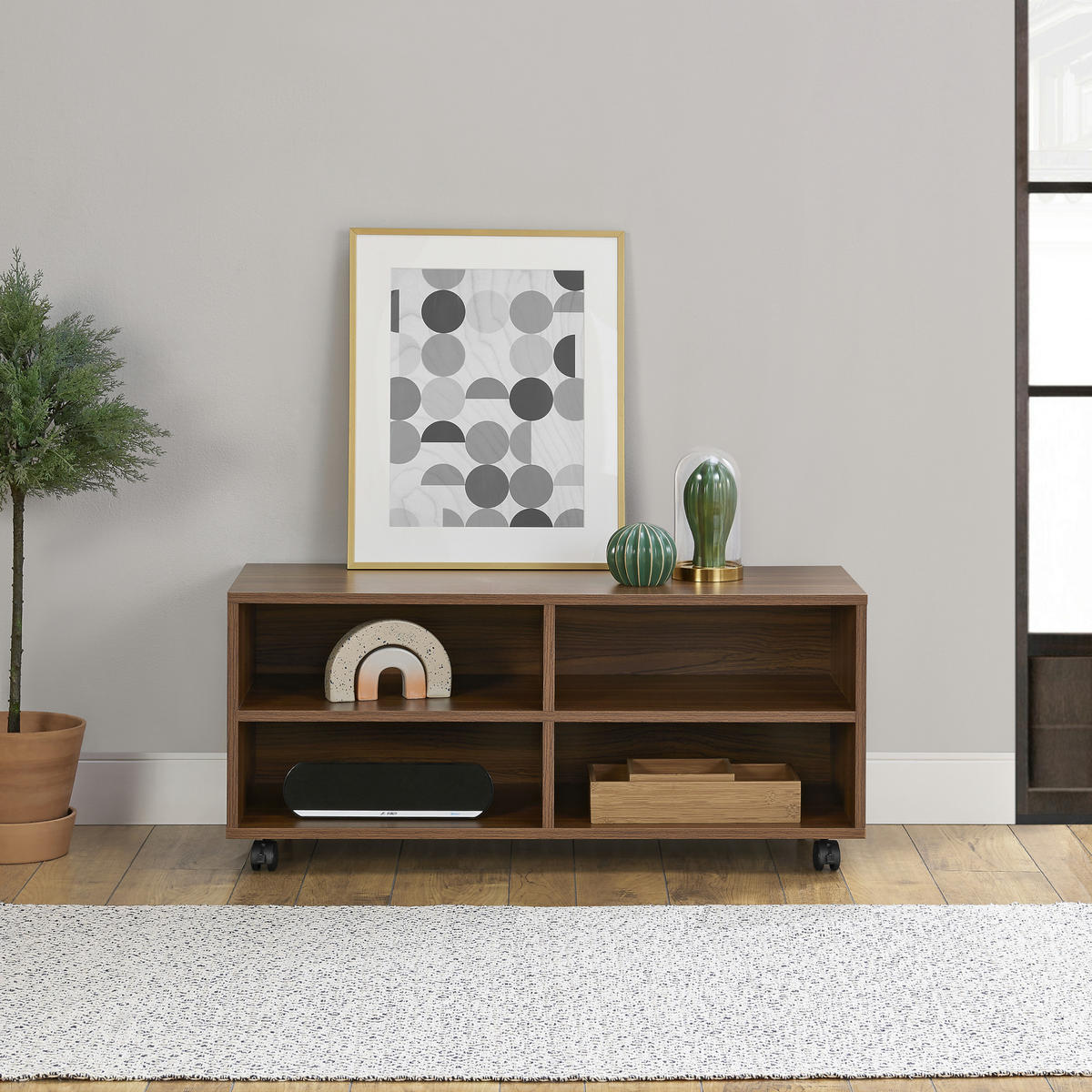 LOWBOARD Gränne - Dunkelbraun, Holzwerkstoff/Kunststoff (90/40.5/35cm) - [en.casa]