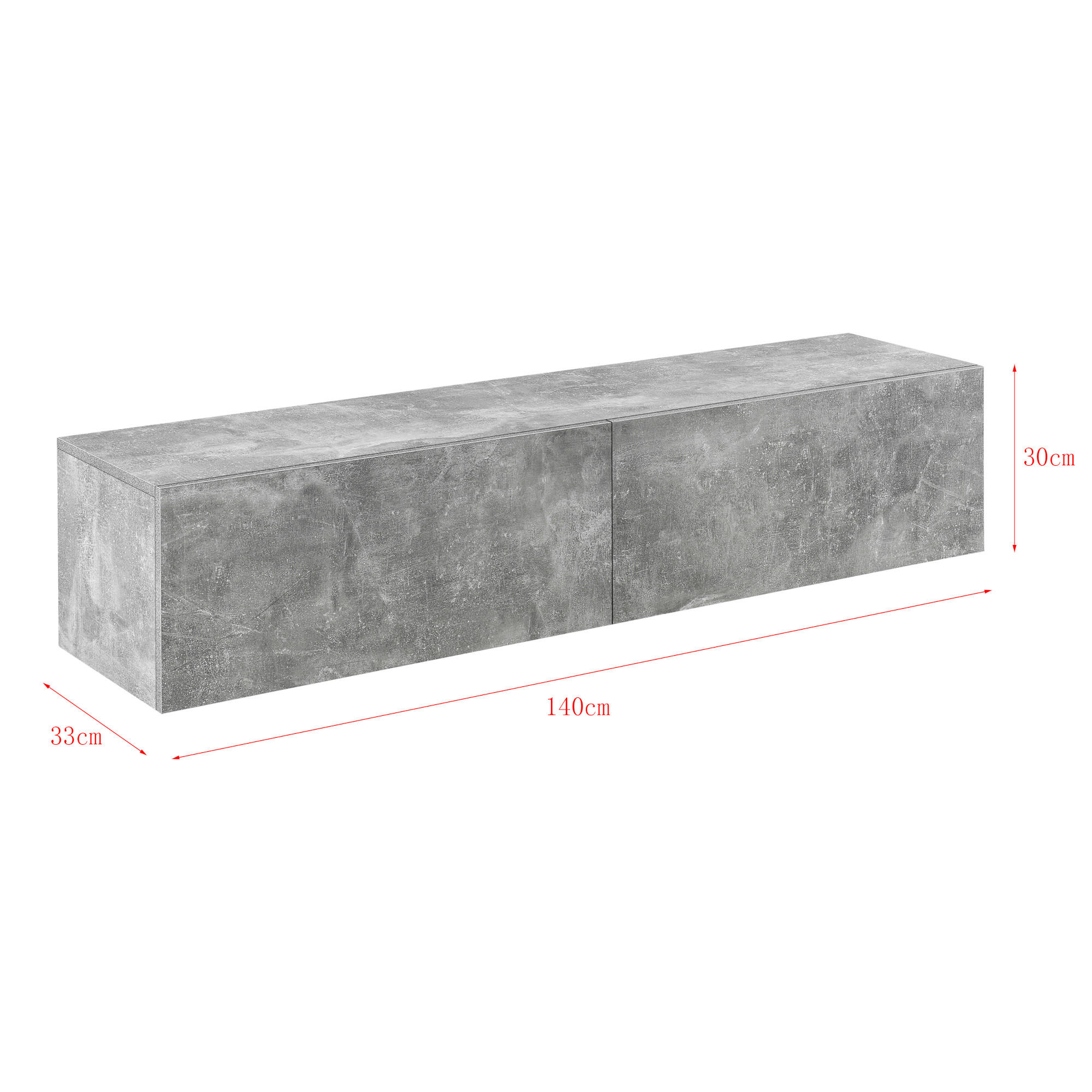 HÄNGELOWBOARD Evaton - Grau, Holzwerkstoff (140/30/33cm) - [en.casa]